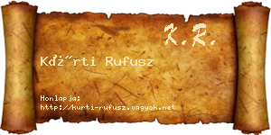 Kürti Rufusz névjegykártya